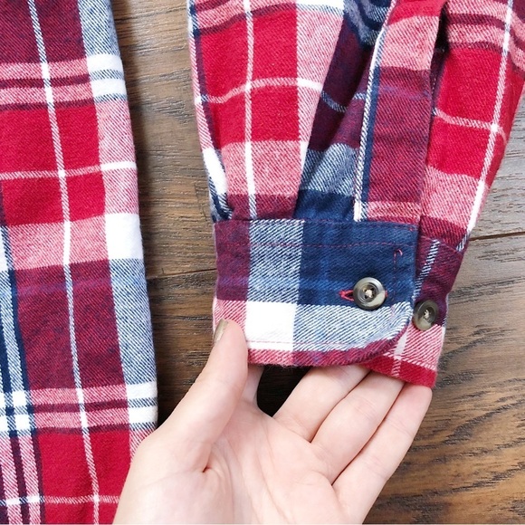 Gravel Gear • mens thick plaid flannel shirt red blue warm lined heavy workwear - Picture 4 of 8